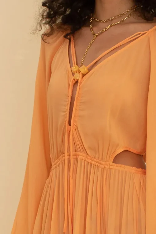 Suboo - AURA LONG SLEEVE CUT OUT MIDI DRESS (MELON)