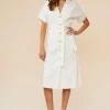 Women Suboo - Bernie Button Front Midi Dress (Ivory)