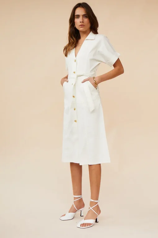 Women Suboo - Bernie Button Front Midi Dress (Ivory)