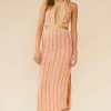 Suboo - Biba Halter Cut Out Midi Dress (Peach Stripe)