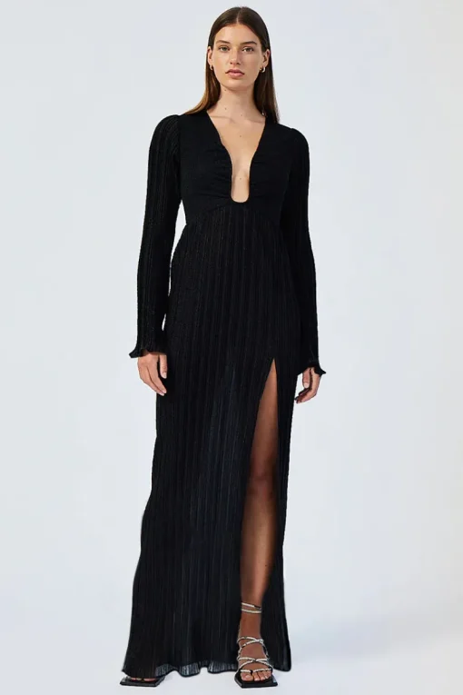 Suboo - CRYSTAL V NECK MAXI DRESS (BLACK)