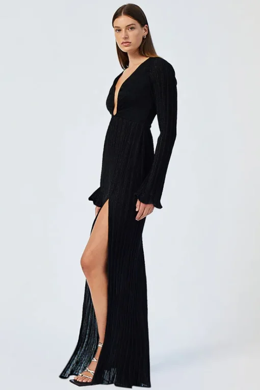 Suboo - CRYSTAL V NECK MAXI DRESS (BLACK)