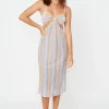 Suboo - Elise Cut Out Dress(Lilac Stripe Metallic)