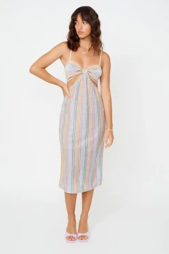 Suboo - Elise Cut Out Dress(Lilac Stripe Metallic)