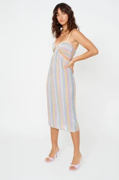 Suboo - Elise Cut Out Dress(Lilac Stripe Metallic)
