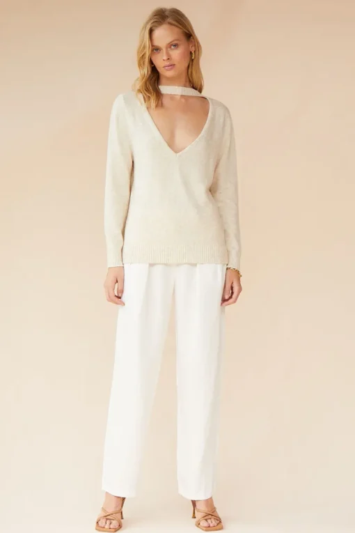 Suboo - Ella V Back Sweater (Oatmeal)