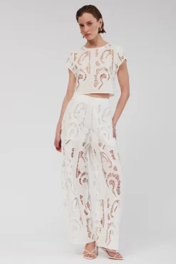 Women Suboo - FLORENCE LACE WIDE LEG PANTS (WHITE)