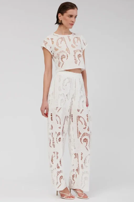 Women Suboo - FLORENCE LACE WIDE LEG PANTS (WHITE)
