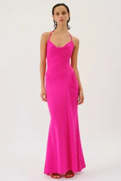 Suboo - GARNET DEEP COWL NECK MAXI DRESS (PINK)