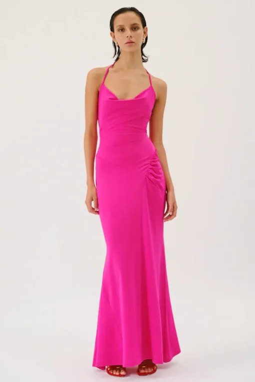 Suboo - GARNET DEEP COWL NECK MAXI DRESS (PINK)