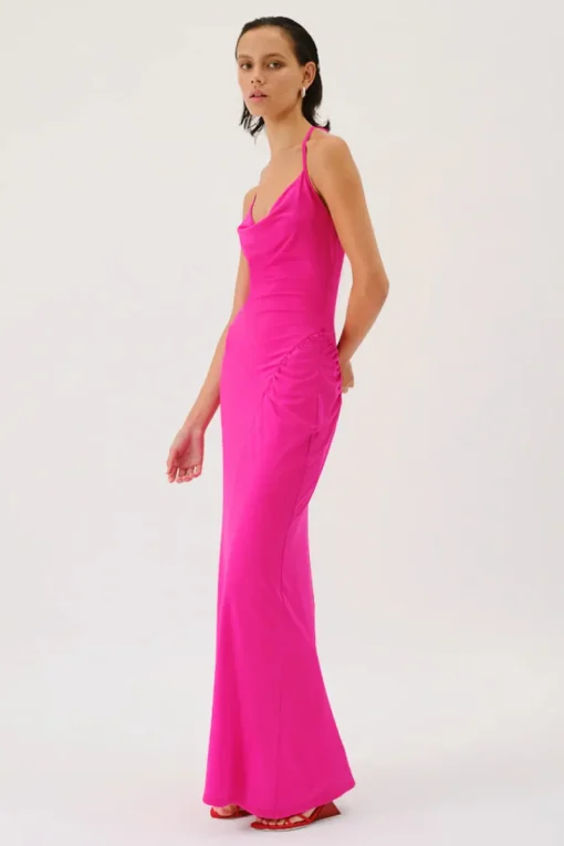 Suboo - GARNET DEEP COWL NECK MAXI DRESS (PINK)