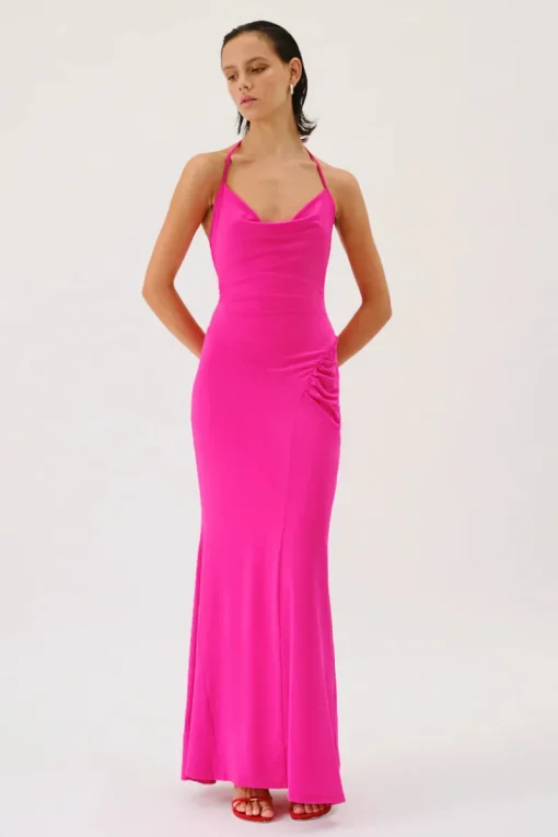 Suboo - GARNET DEEP COWL NECK MAXI DRESS (PINK)