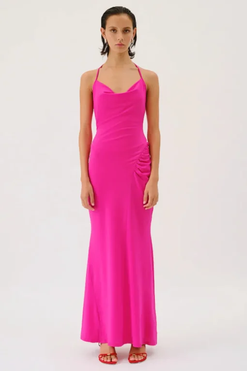 Suboo - GARNET DEEP COWL NECK MAXI DRESS (PINK)