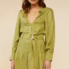 Suboo - Georgia Keyhole Mini Shirt Dress (Moss)