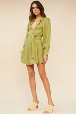 Suboo - Georgia Keyhole Mini Shirt Dress (Moss)