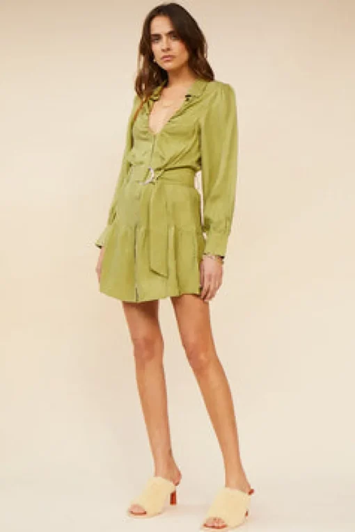 Suboo - Georgia Keyhole Mini Shirt Dress (Moss)