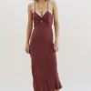 Suboo - Georgia Twist Front Slip Dress (Merlot)