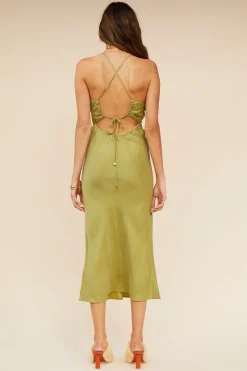Suboo - Georgia Twist Front Slip Dress (Moss)