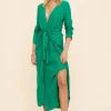 Suboo - Grace Low Front Wrap Midi Dress (Green)
