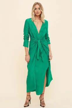 Suboo - Grace Low Front Wrap Midi Dress (Green)