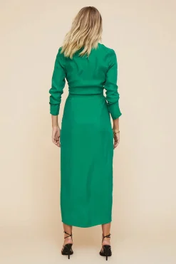 Suboo - Grace Low Front Wrap Midi Dress (Green)