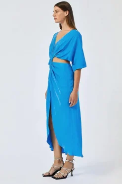 Suboo - HANNAH ROUCHED CROSS OVER MIDI DRESS (LAPIS BLUE)