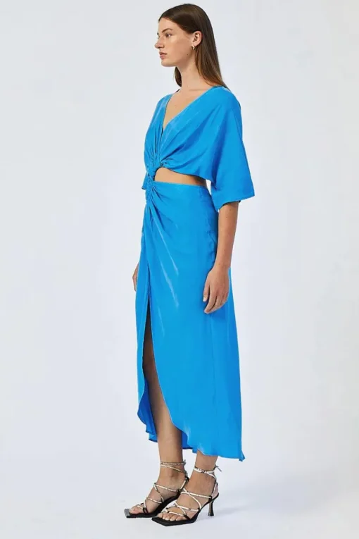 Suboo - HANNAH ROUCHED CROSS OVER MIDI DRESS (LAPIS BLUE)