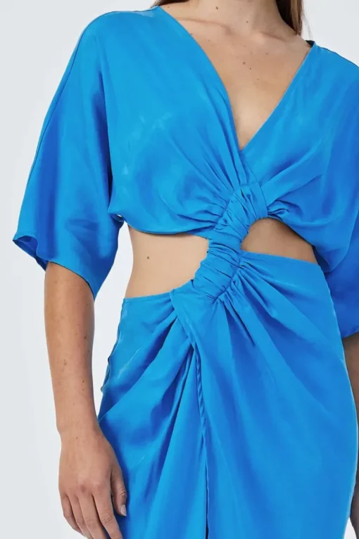 Suboo - HANNAH ROUCHED CROSS OVER MIDI DRESS (LAPIS BLUE)