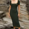 Suboo - Leah Knit Square Neck Dress (Olive)