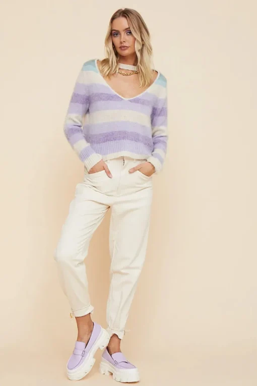 Suboo - Leandra Low V Back Oversized Knit (Lilac Ombre)