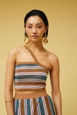Suboo - Lolita One Shoulder Top (Metallic Stripe)