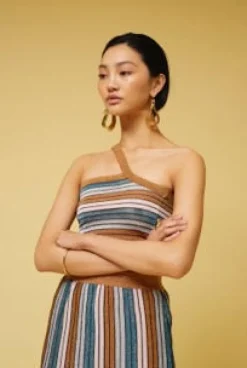 Suboo - Lolita One Shoulder Top (Metallic Stripe)