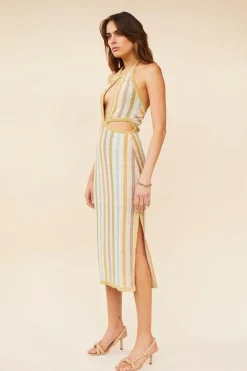Suboo - Luella Halter Cut out Midi Dress (Luella Stripe)