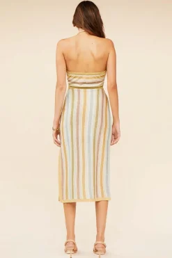 Suboo - Luella Halter Cut out Midi Dress (Luella Stripe)