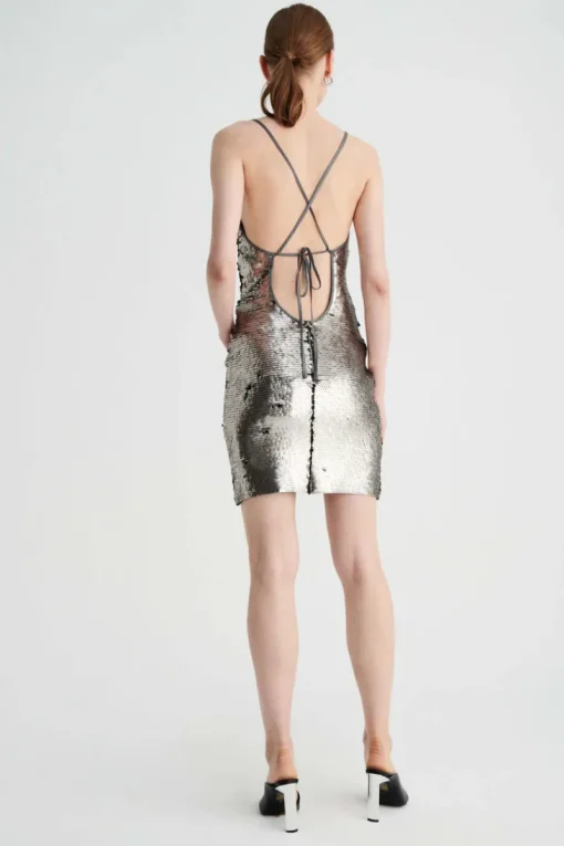 Suboo - LUNA COWL NECK MINI DRESS (SILVER)