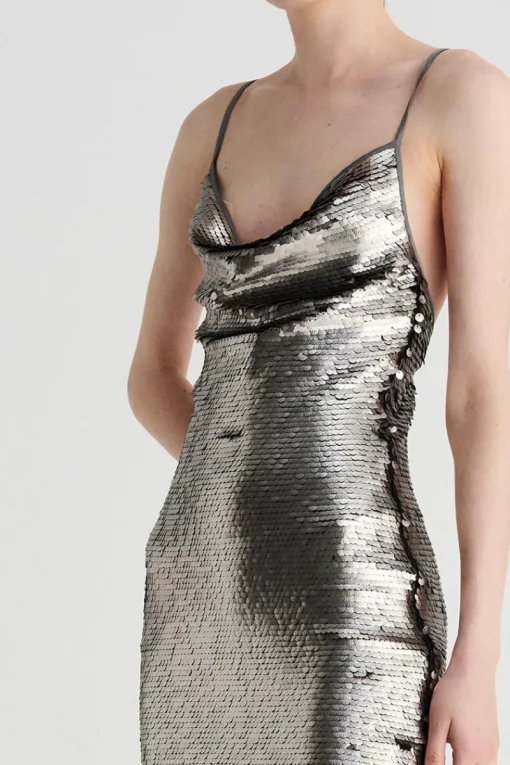 Suboo - LUNA STRAPPY MIDI COLUMN DRESS (SILVER)