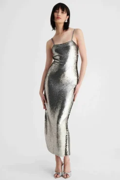 Suboo - LUNA STRAPPY MIDI COLUMN DRESS (SILVER)