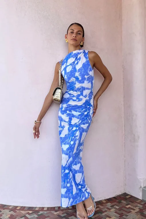 Suboo - MARBLE SLEEVELESS RUCHED MAXI DRESS