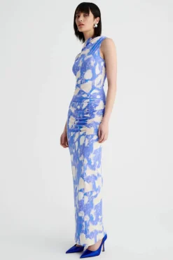 Suboo - MARBLE SLEEVELESS RUCHED MAXI DRESS