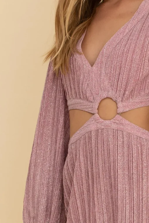 Suboo - Mars Long Sleeve Cut Out Mini Dress (Pink)