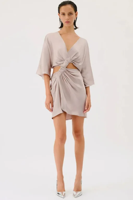 Suboo - MILLENIA ROUCHED CROSS OVER MINI DRESS (GUNMETAL)