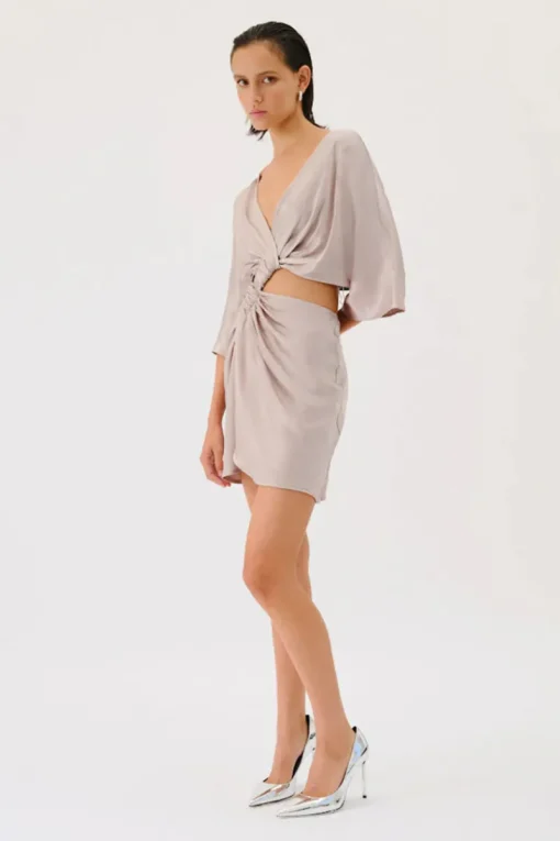 Suboo - MILLENIA ROUCHED CROSS OVER MINI DRESS (GUNMETAL)