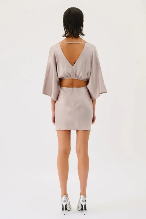 Suboo - MILLENIA ROUCHED CROSS OVER MINI DRESS (GUNMETAL)