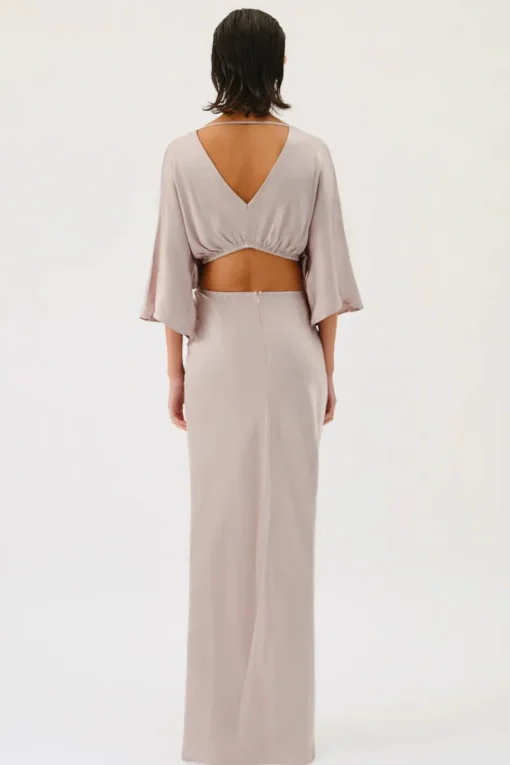 Suboo - MILLENIA ROUCHED CROSS OVER MIDI DRESS (GUNMETAL)