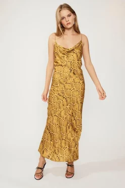 Suboo - Rae Cowl Neck Slip Dress (Yellow Snake)