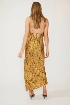 Suboo - Rae Cowl Neck Slip Dress (Yellow Snake)