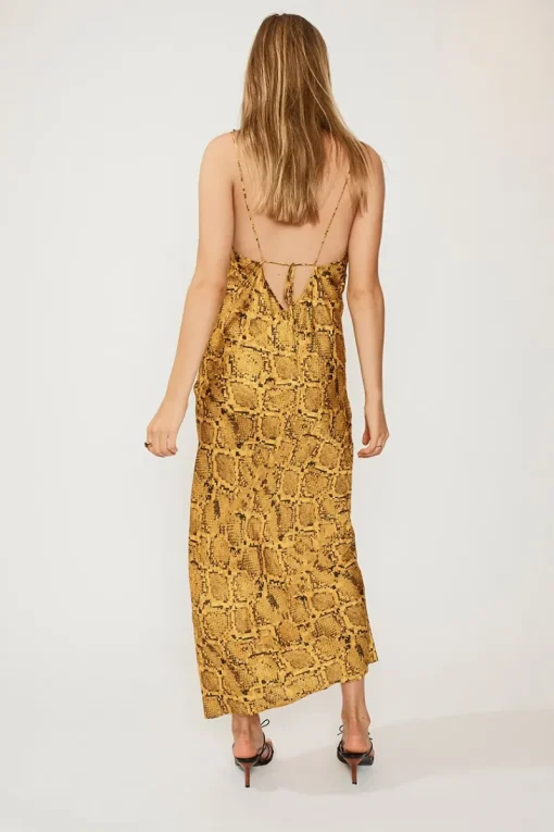 Suboo - Rae Cowl Neck Slip Dress (Yellow Snake)