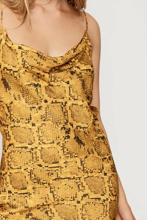 Suboo - Rae Cowl Neck Slip Dress (Yellow Snake)