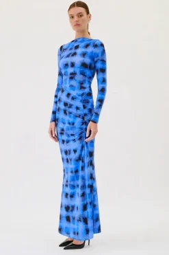 Suboo - SHIBORI LONG SLEEVE ROUCHED MAXI DRESS