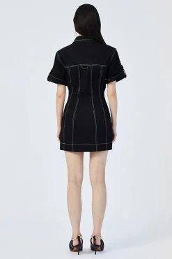 Suboo - SULLY BUTTON FRONT MINI DRESS (BLACK)